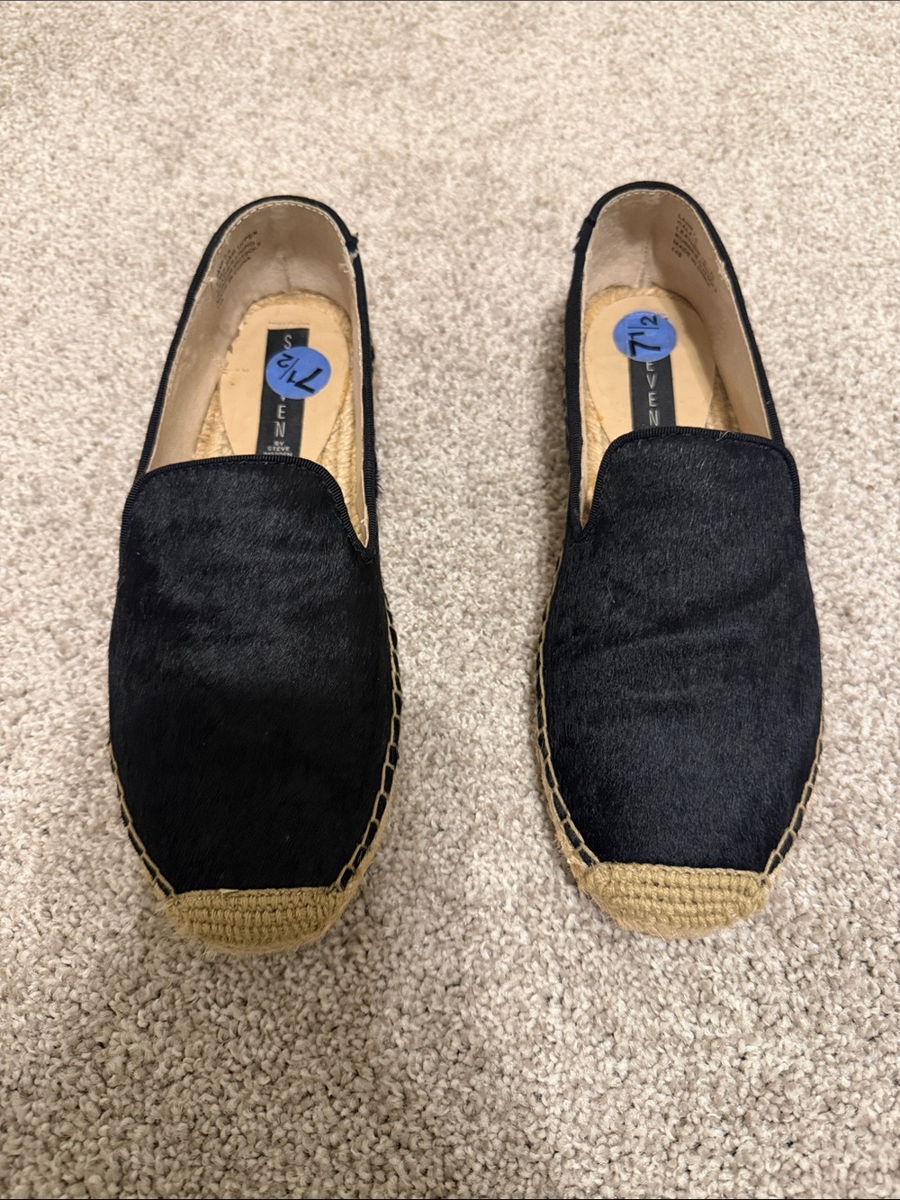 Steven By Steve Madden Black Espadrille Flats with Natural Jute Trim